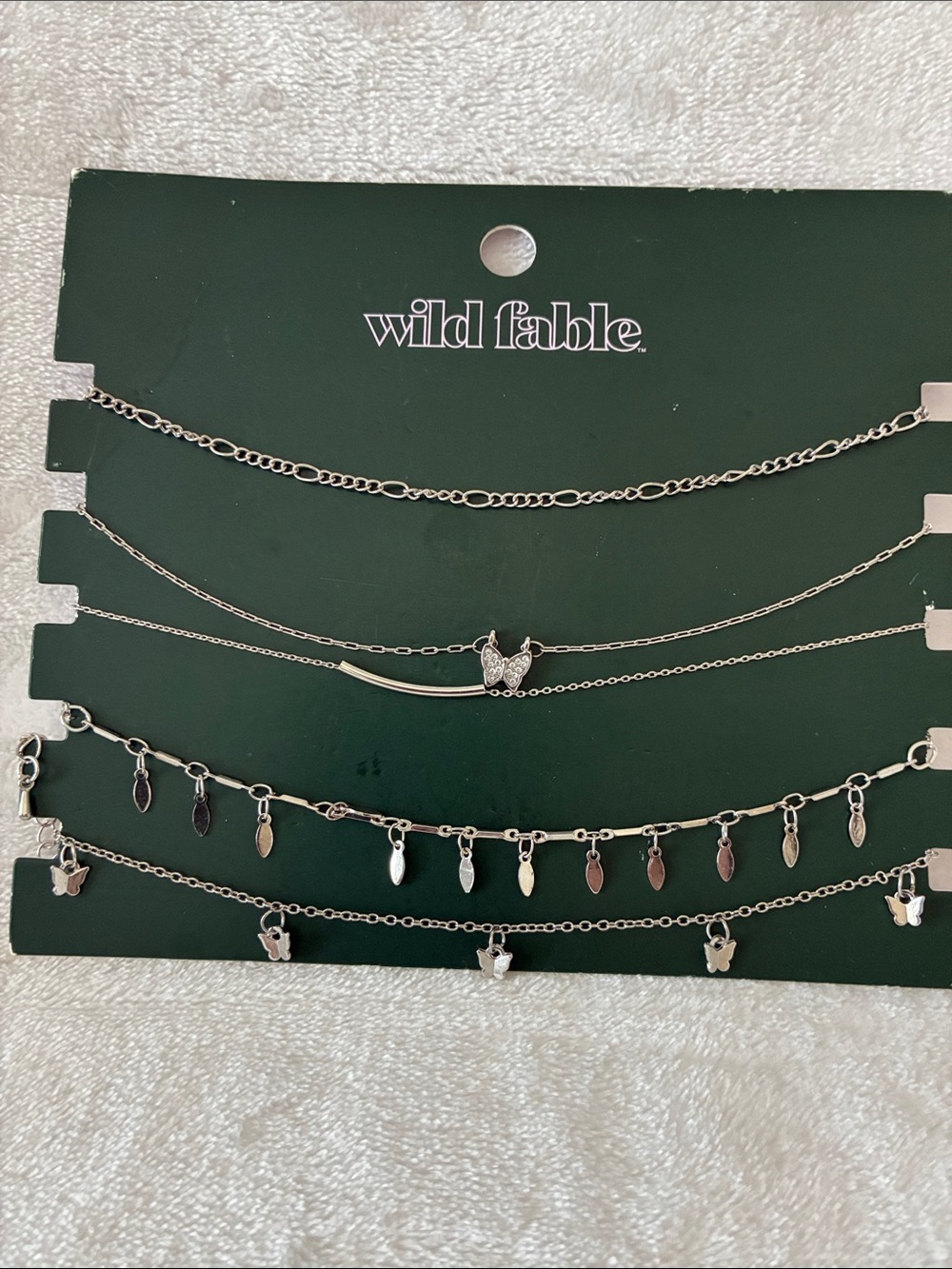 Wild Fable Silver-Tone Layered Charm Necklace Set. 5 Necklaces. apprx 16” length